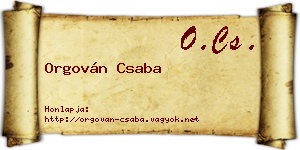 Orgován Csaba névjegykártya